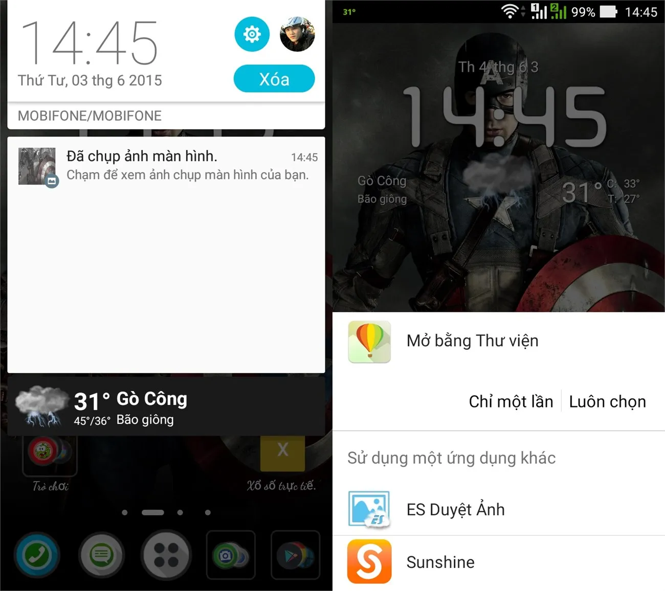 Giao diện tùy chọn mở file từ các ứng dụng hỗ trợ mặc định hoặc bên thứ 3
